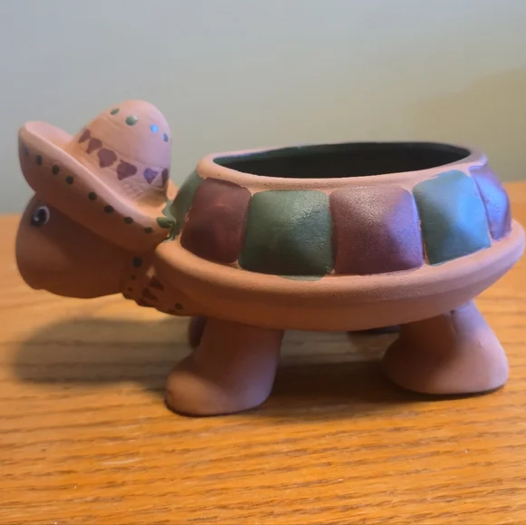 Linx Turtle Salsa Dish Terracotta Red Clay Sombrero Small Serving Bowl - Picture 2 of 11